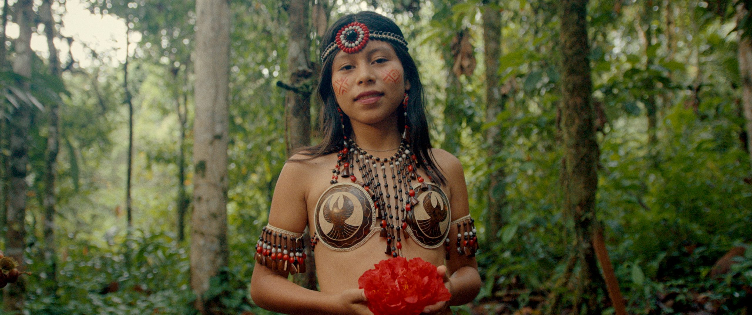 Color grading Amazonian people in lush green jungle environment